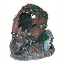 aquarium dekoration holzfass auf felsen